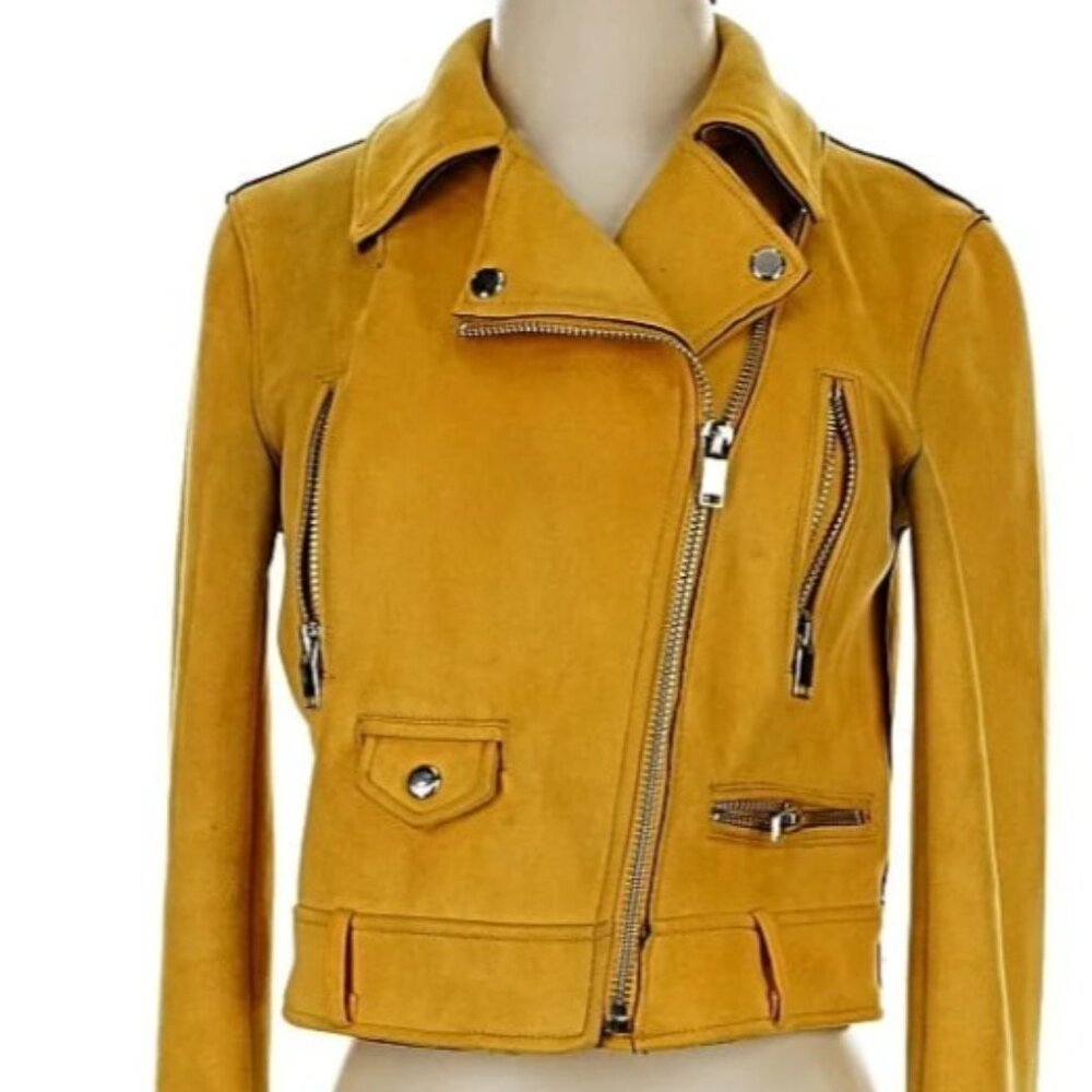 Zara moto yellow jacket small size.
